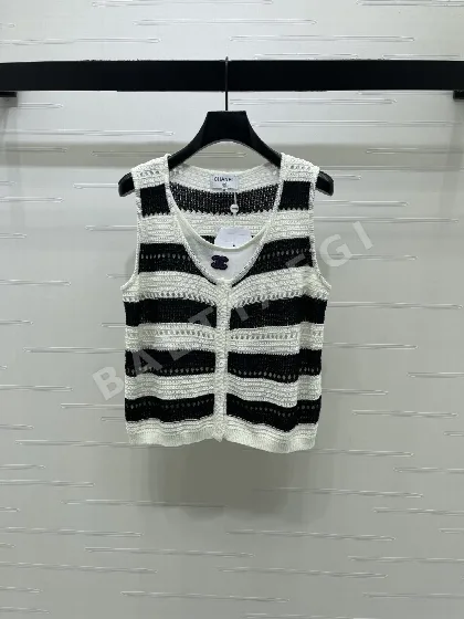 샤넬 패치워크 니트 반팔 티셔츠 103785