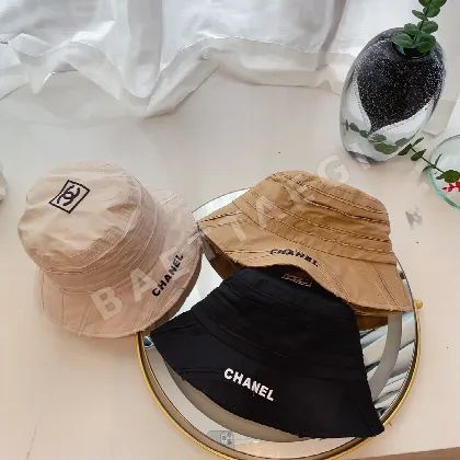 샤넬 빈티지 코튼 패치워크 버킷햇 82833