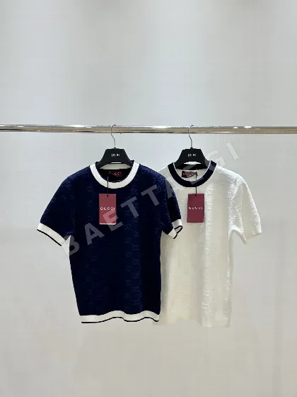구찌 레터 자카드 크루넥 반팔 여성 티셔츠 91464