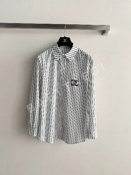 샤넬 스트라이프 자수 여성 셔츠