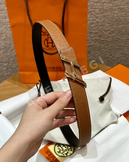 에르메스 H형 팔라듐 버클 여성용 양면 가죽 벨트 175979