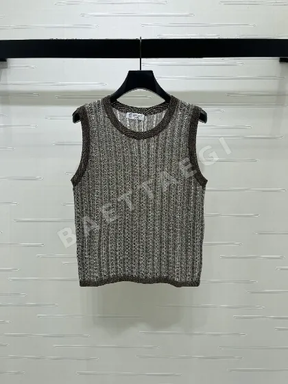 브루넬로쿠치넬리 시스루 케이블 니트 반팔 베스트 132204