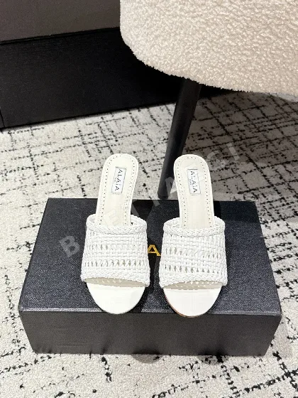 알라이아 오픈워크 뮬 하이힐 샌들 120620