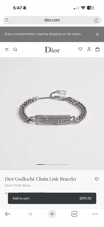 디올 웨이브 데님 체인 팔찌 135151