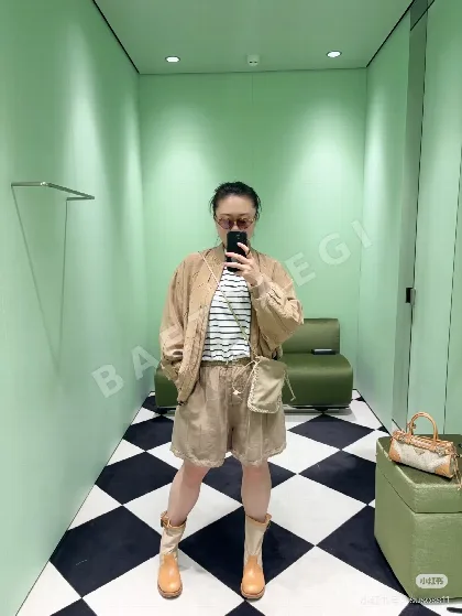 프라다 어스 컬러 데미지 가공 실크 여성 자켓 151804