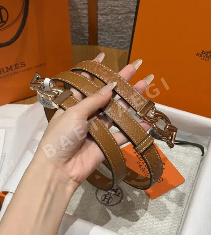 에르메스 H체인 메탈 버클 엡솜 가죽 벨트 176740