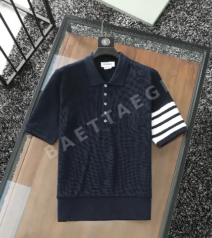 톰브라운 남성 와플 니트 카라 반팔 티셔츠 50583