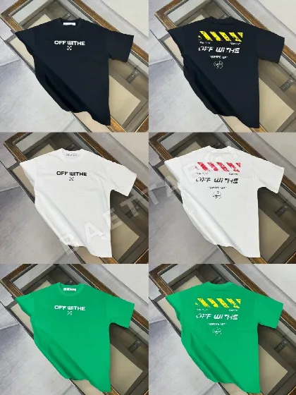 오프화이트 남성 크루넥 반팔 티셔츠 49592