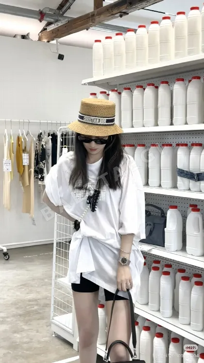 디올 여성용 스트로 버킷햇 모자 78703