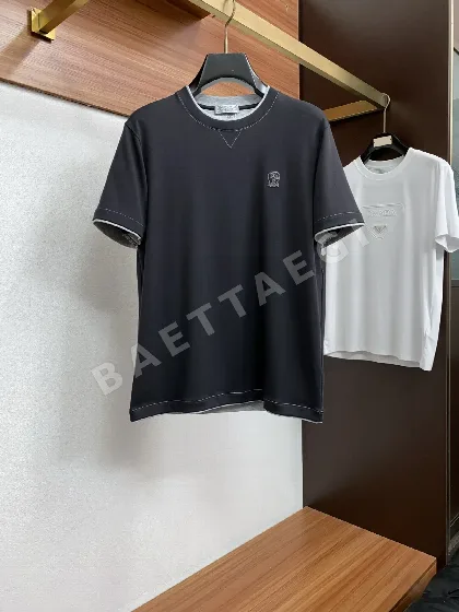 브루넬로쿠치넬리 린넨 코튼 라운드넥 남성 반팔 티셔츠 148624