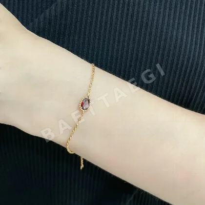 부쉐론 로즈 가넷 물방울 골드 팔찌 63322