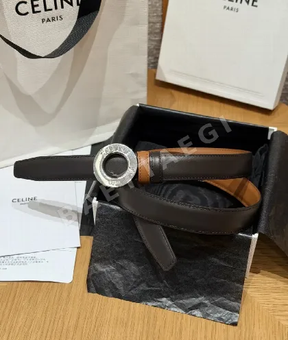 셀린느 디스크 골드 버클 25mm 양면 가죽 벨트 171502