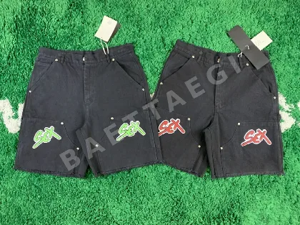 크롬하츠 자수 데님 카고 반바지 4502
