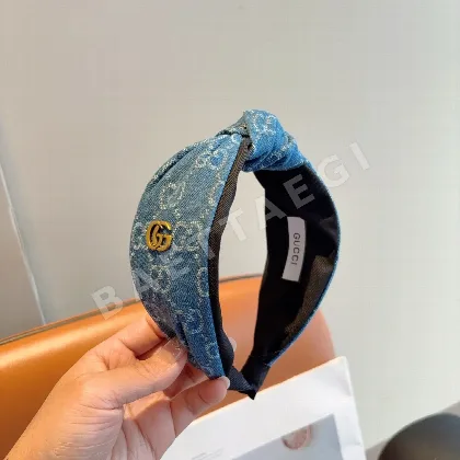 구찌 데님 모노그램 와이드 헤드밴드 184809