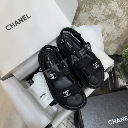샤넬 실크 라인스톤 버클 벨크로 캐주얼 샌들 94241