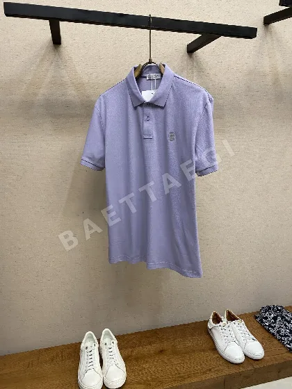 브루넬로쿠치넬리 남성 코머 면 피케 메시 반팔 폴로셔츠 132360