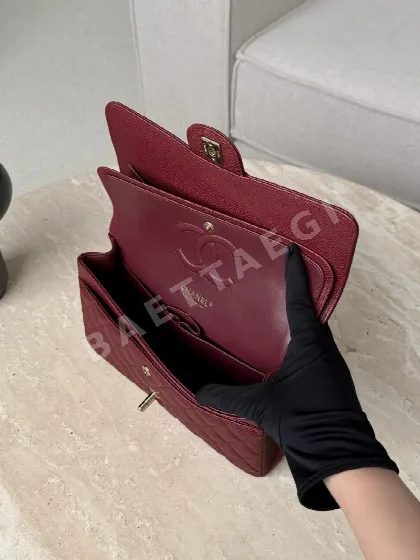 샤넬 버건디 연금장 가방 33002