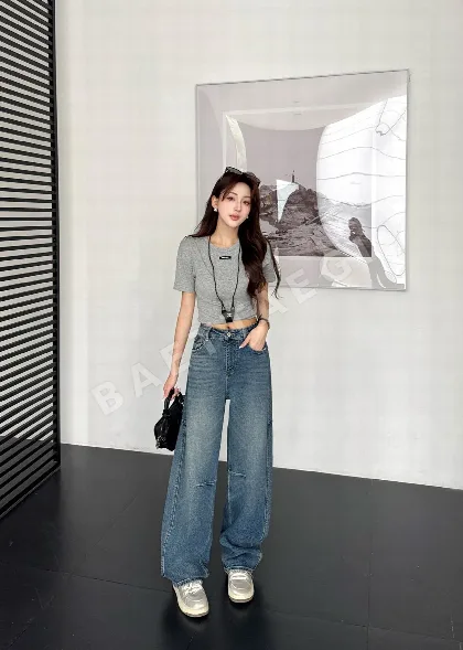 루이비통 커브컷 와이드 레그 여성 바지 117060