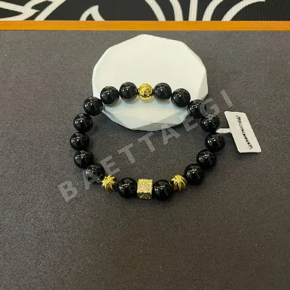크롬하츠 블랙 오닉스 골드 엠보스 팔찌 61922