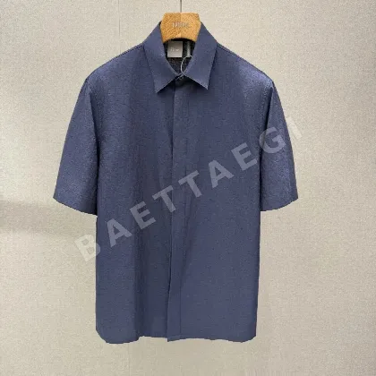 디올 오블리크 프린트 면 실크 혼용 반팔 셔츠 113725