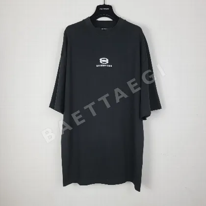 발렌시아가 더블링 패치워크 자수 프린트 코튼 반팔 티셔츠 818