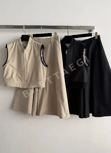 보테가베네타 여성 하이웨스트 큐롯 및 지퍼업 베스트 세트 103247