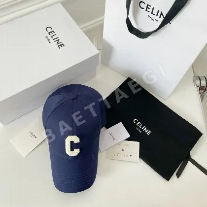 셀린느 네이비 코튼 C 자수 캡 84131