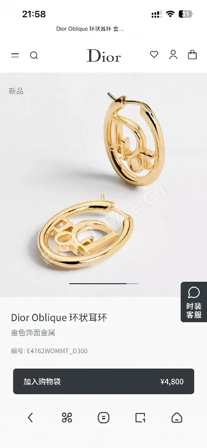 디올 이니셜 메탈 귀걸이 134959