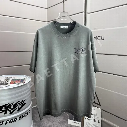 디올 워싱 데미지 가공 크루넥 반팔 티셔츠 47492