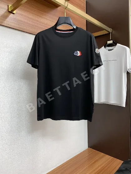 몽클레르 머서라이즈드 코튼 크루넥 반팔 티셔츠 P270