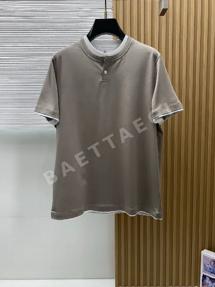 브루넬로쿠치넬리 남성 100수 머서라이즈드 코튼 반팔 티셔츠 47986