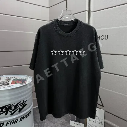 발렌시아가 워시 가공 데미지 크루넥 반팔 티셔츠 88660