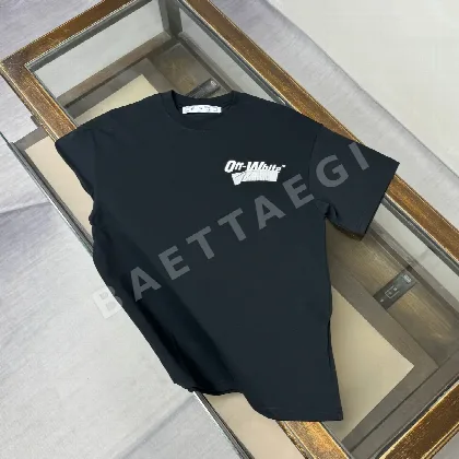 오프화이트 남성 크루넥 반팔 티셔츠 87247