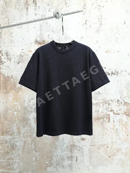 루이비통 면 양모 혼방 메시 반팔 티셔츠 남성 71641
