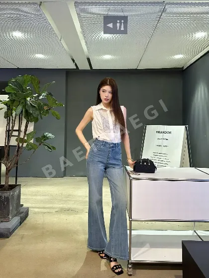 샤넬 여성 슬림 핏 진 바지