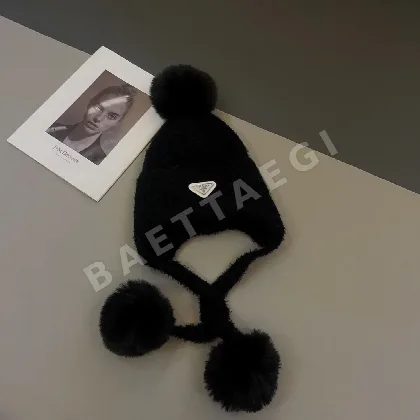 프라다 플리스 안감 토끼털 울 니트 모자 84677