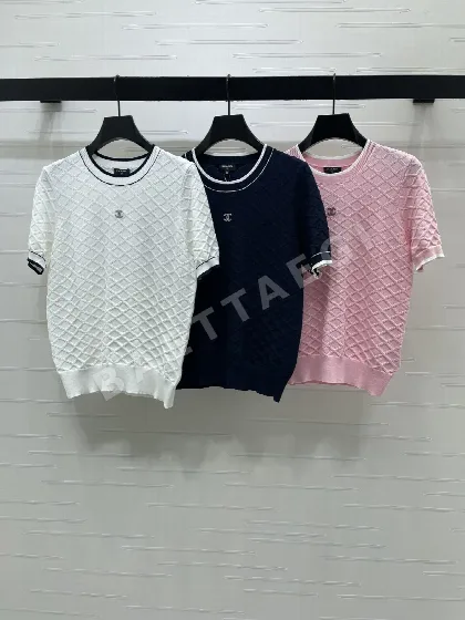 샤넬 다이아몬드 패턴 크루넥 여성 반팔 티셔츠 103839