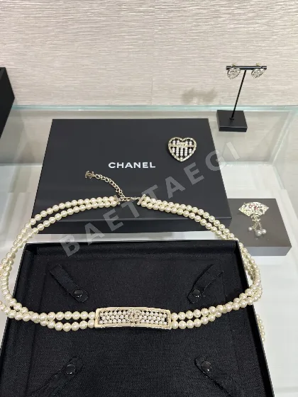 샤넬 라이트골드 더블 C 진주 목걸이 153774