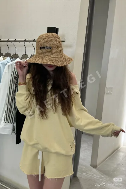 미우미우 스트로우 어부 모자 80779