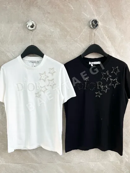 디올 여성 스팽글 반팔 티셔츠 51573