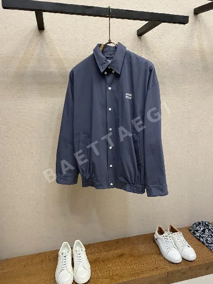 미우미우 그레이 포플린 남성 자켓 143360