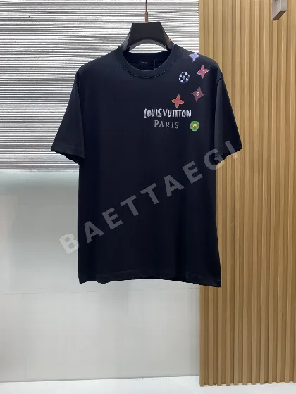 루이비통 남성 슬림핏 자수 크루넥 반팔 티셔츠 156042
