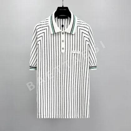루이비통 스트라이프 코튼 라운드넥 반팔 폴로셔츠 남성
