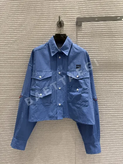 미우미우 블루 반소매 자켓 97224