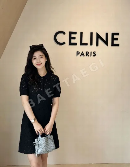 셀린느 블랙 니트 반소매 원피스 114848