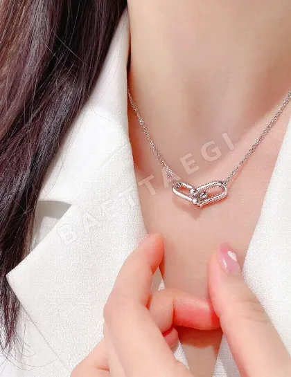 티파니 더블 링 말굽 클래프 골드 목걸이 71042