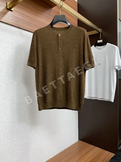 로로피아나 남성 라운드넥 반팔 니트 티셔츠 135546