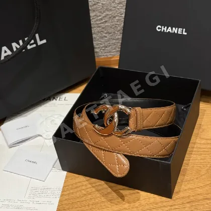 샤넬 램스킨 더블 C 메탈 로고 벨트 172142