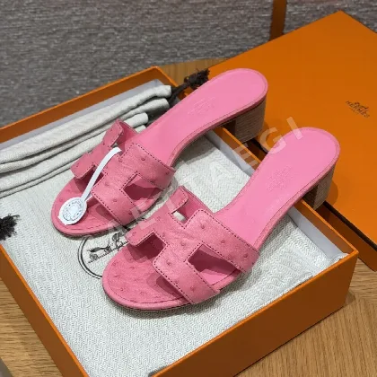 에르메스 오아시스 샌들 버블껌 가죽 하이힐 164763