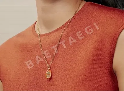 에르메스 미니 마이용 오렌지 목걸이 70375